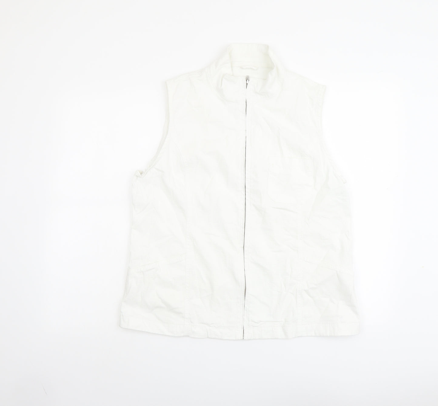 DASH Womens White Gilet Jacket Size 16 Zip