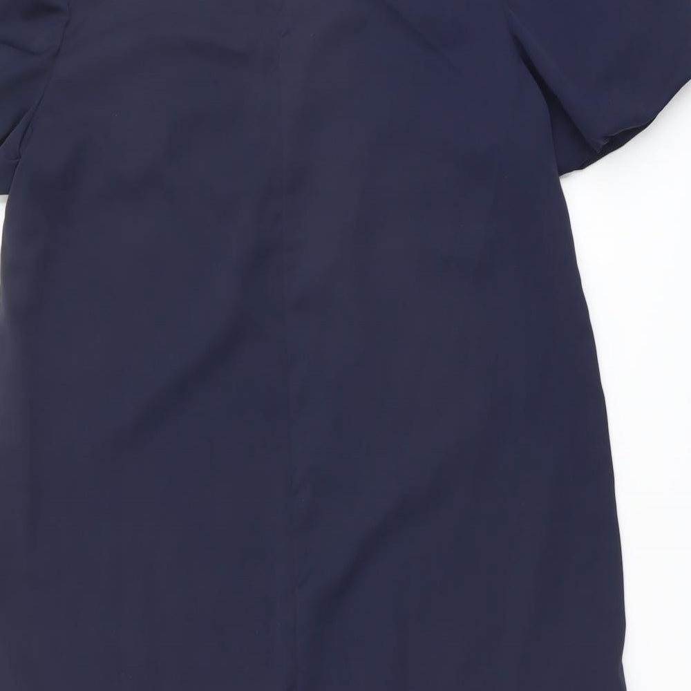 AX Paris Womens Blue Polyester A-Line Size 8 Round Neck Button