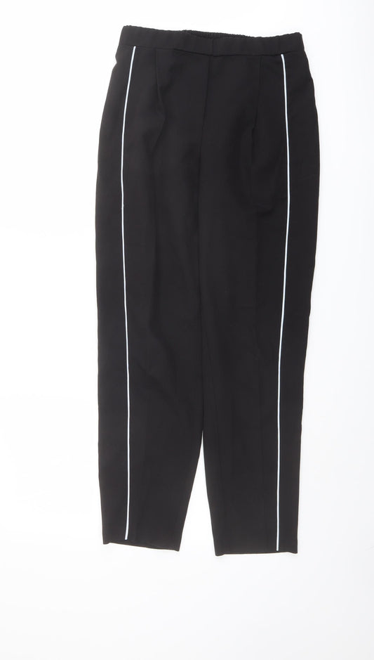 New Look Womens Black Polyester Trousers Size 10 L27 in Regular - Contrasting Trim