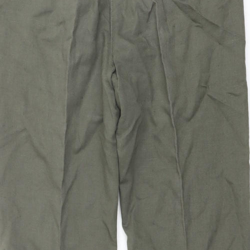 Mango Womens Green Cotton Cropped Trousers Size 12 L20 in Regular Button