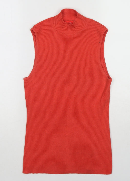 NEXT Womens Orange Mock Neck Cotton Vest Jumper Size 12