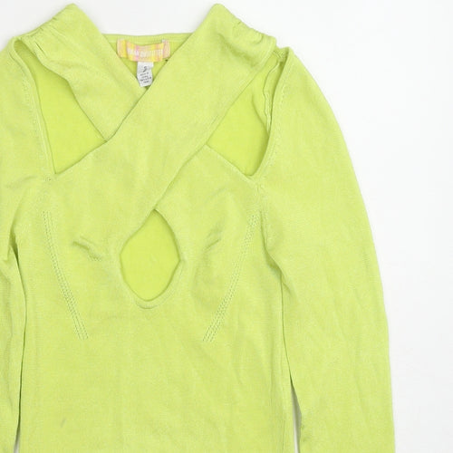 Urban Outfitters Womens Green V-Neck Viscose Pullover Jumper Size S