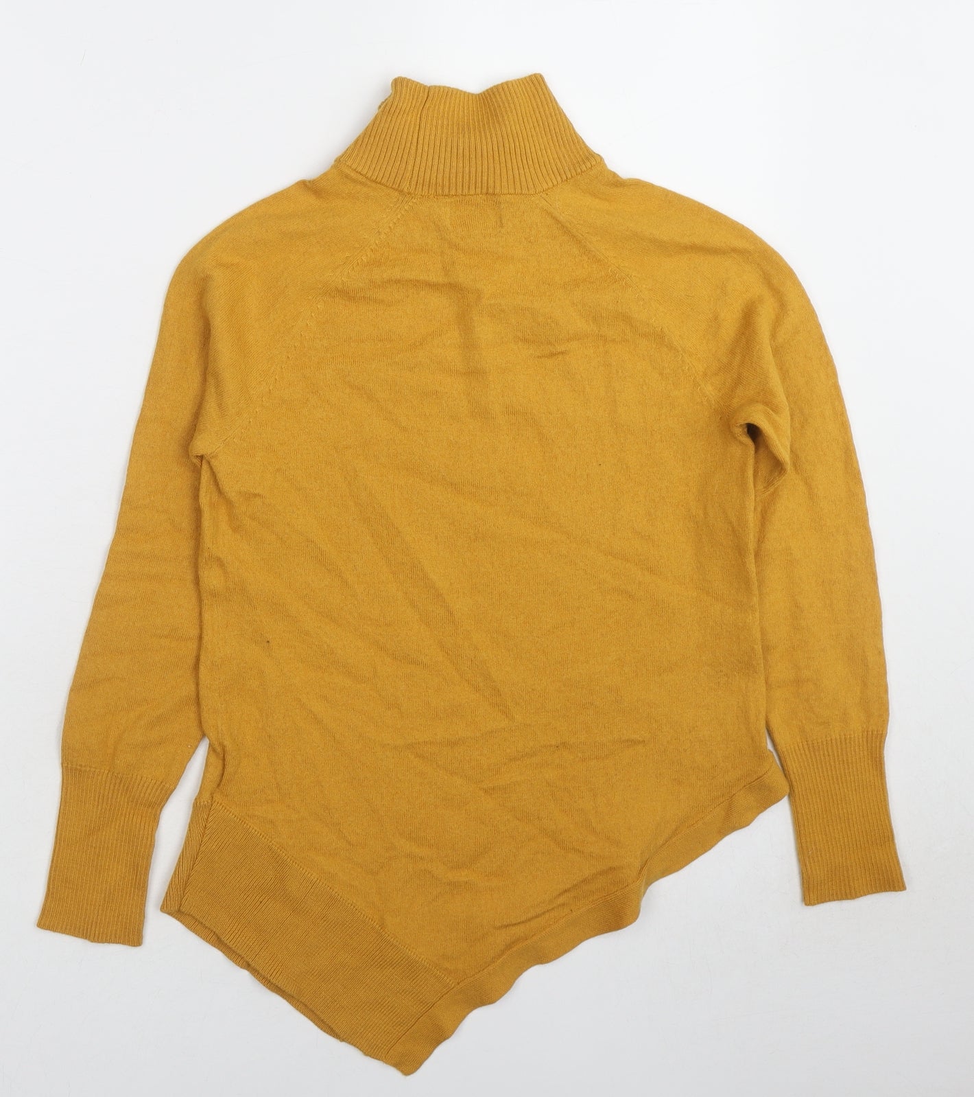 New York Womens Yellow Mock Neck Wool Pullover Jumper Size M