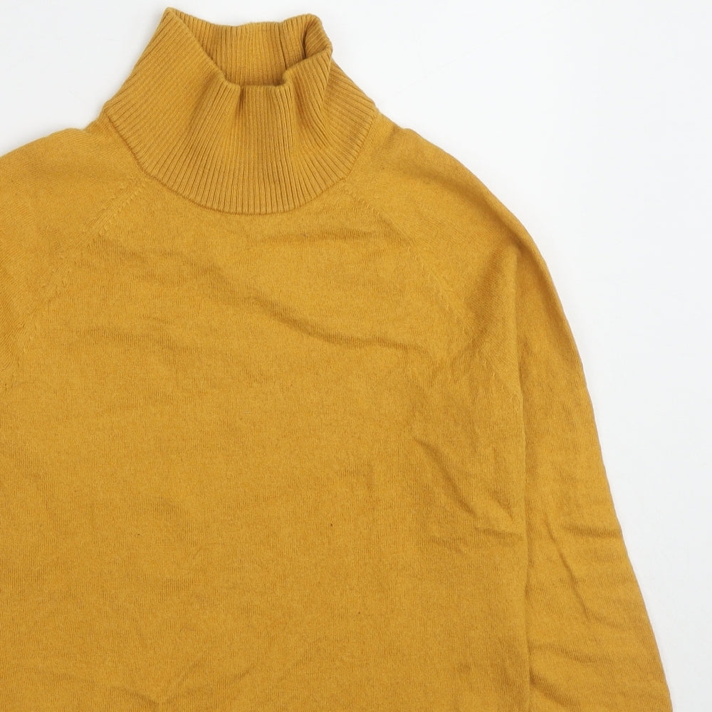 New York Womens Yellow Mock Neck Wool Pullover Jumper Size M