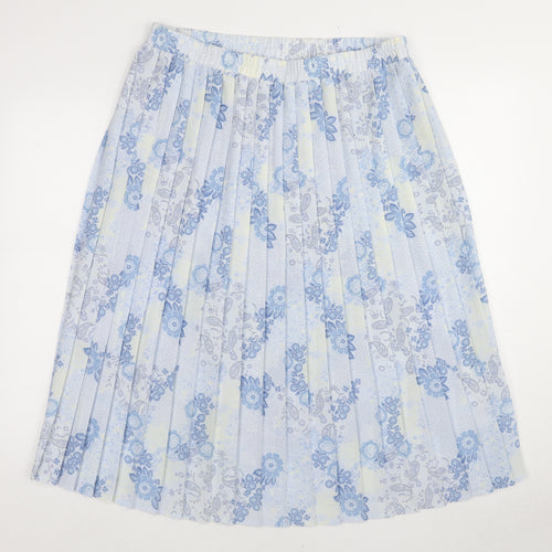 Bonmarché Womens Blue Geometric Polyester Pleated Skirt Size 16