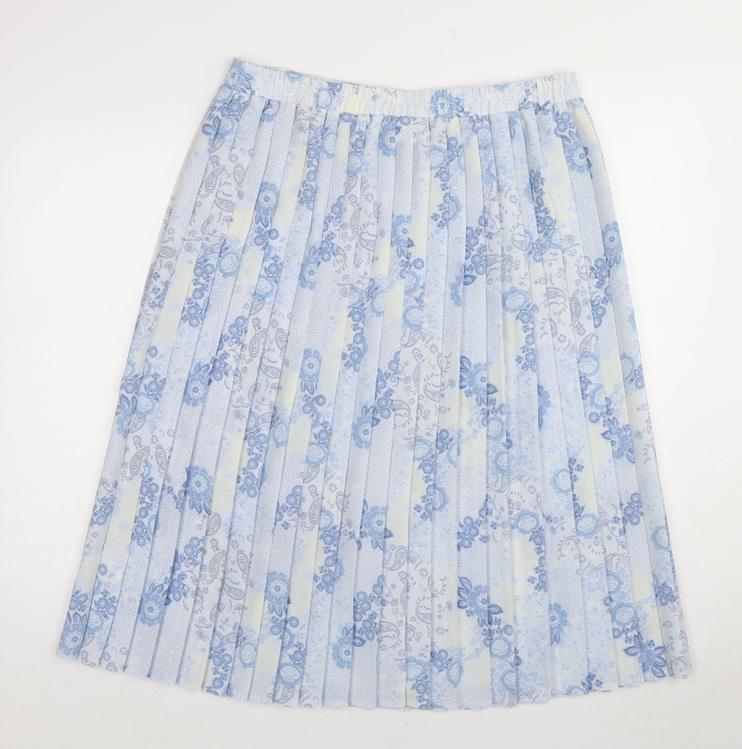 Bonmarché Womens Blue Geometric Polyester Pleated Skirt Size 16