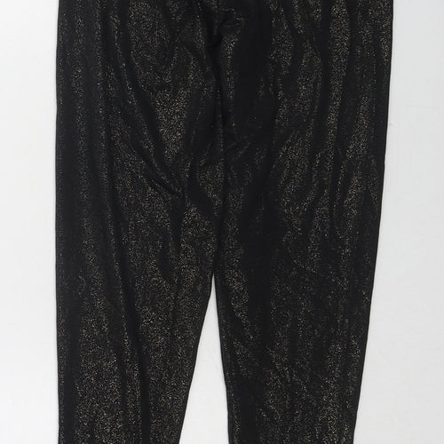 Marks and Spencer Womens Black Cotton Carrot Leggings Size 8 L25 in - Speckled