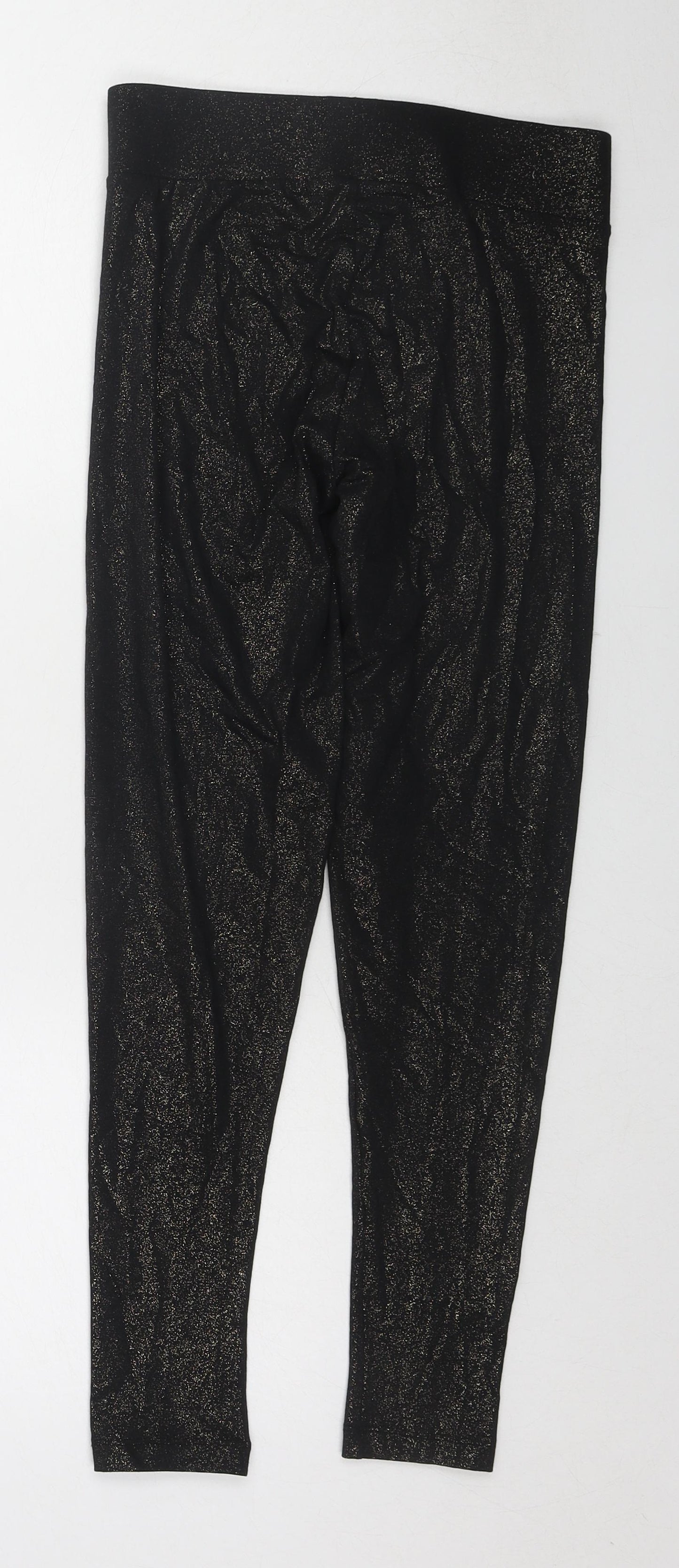 Marks and Spencer Womens Black Cotton Carrot Leggings Size 8 L25 in - Speckled