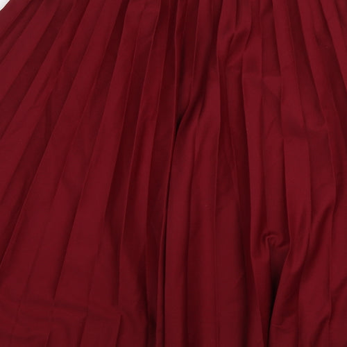 Slimma Womens Red Polyester Pleated Skirt Size 16