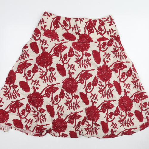 Gap Womens Red Floral Linen Swing Skirt Size 8 Zip
