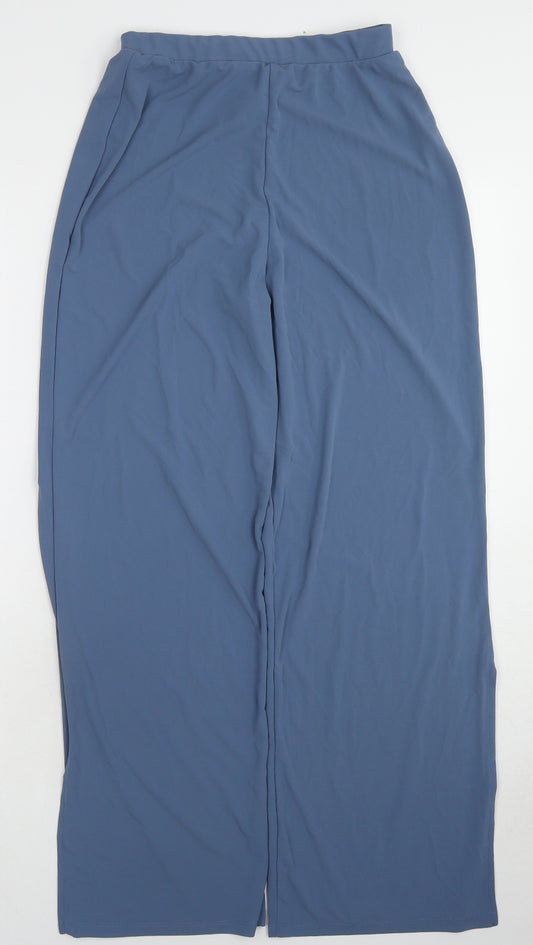 Zara Womens Blue Polyester Trousers Size M L28 in Regular