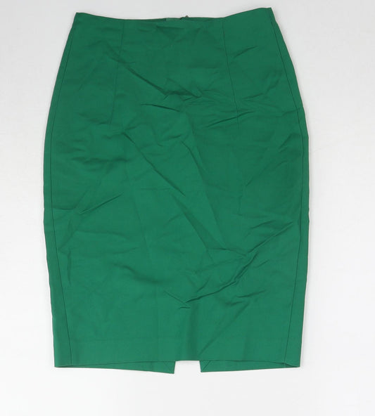 Zara Womens Green Cotton Straight & Pencil Skirt Size S Zip