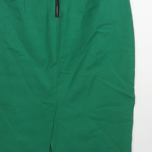 Zara Womens Green Cotton Straight & Pencil Skirt Size S Zip