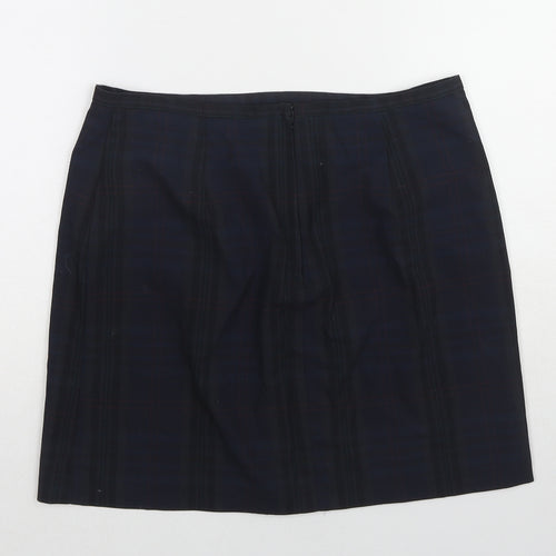New Look Womens Blue Plaid Polyester A-Line Skirt Size 10 Zip