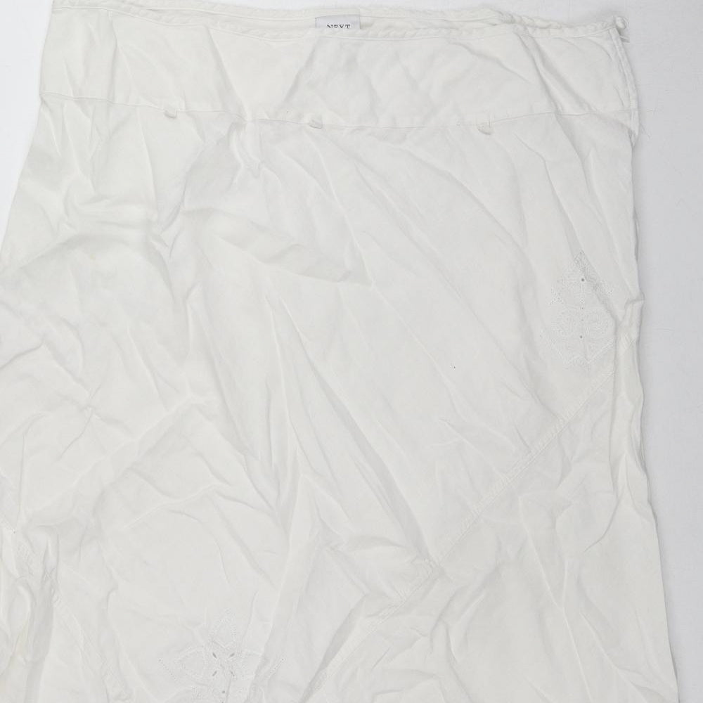 NEXT Womens White Linen Peasant Skirt Size 20 Zip