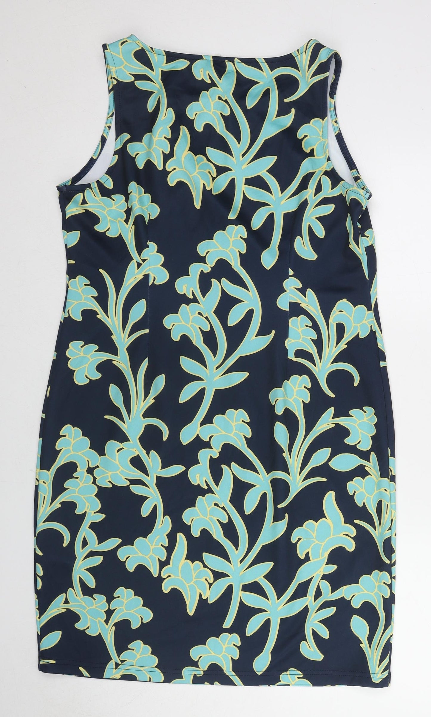 Body Flirt Womens Blue Floral Polyester Bodycon Size L Round Neck Pullover