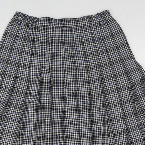 Straven Womens Blue Plaid Polyester Swing Skirt Size 14 Zip
