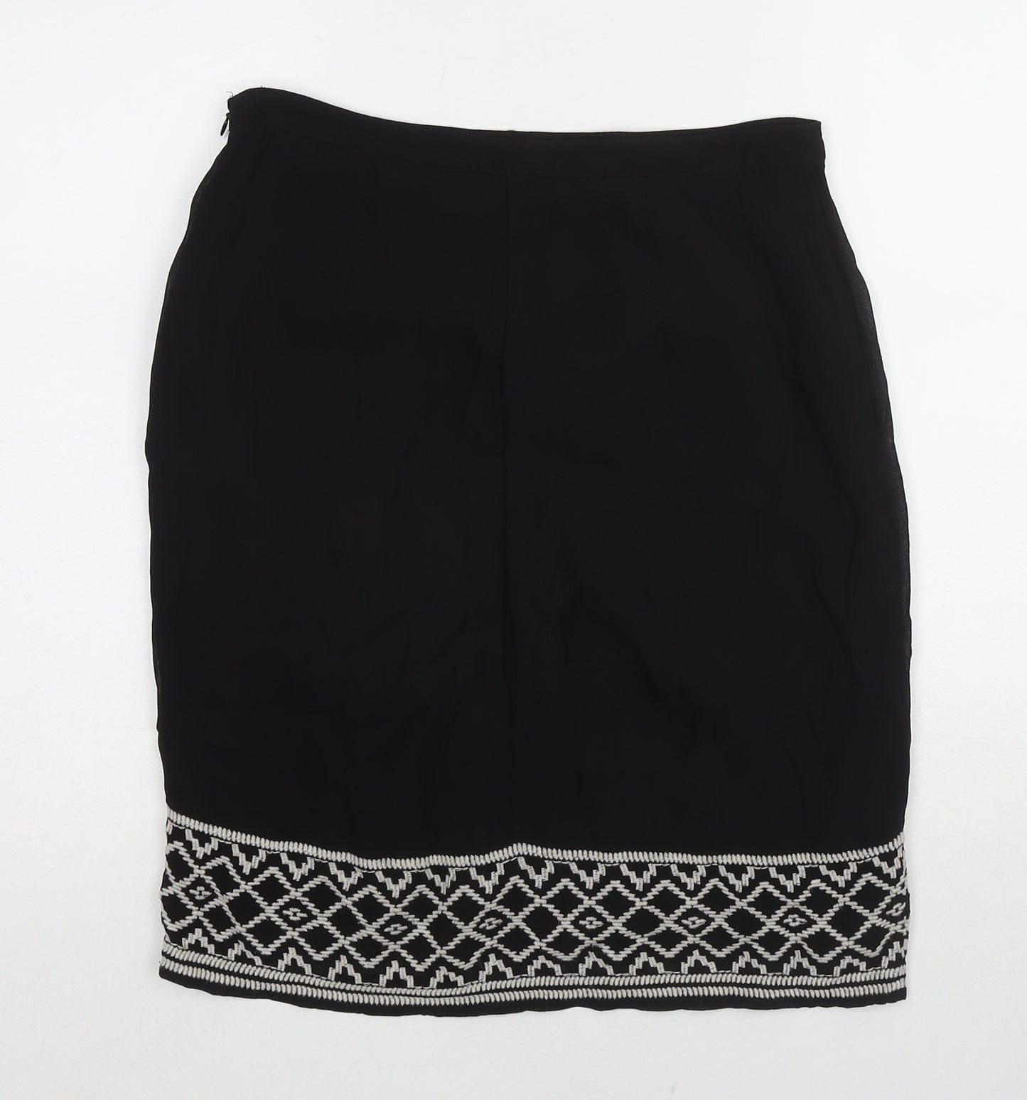 Monsoon Womens Blue Geometric Polyester A-Line Skirt Size 10 Zip
