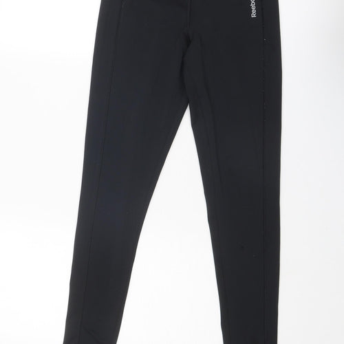 Reebok Womens Black Polyester Compression Leggings Size S L28 in Regular Pullover