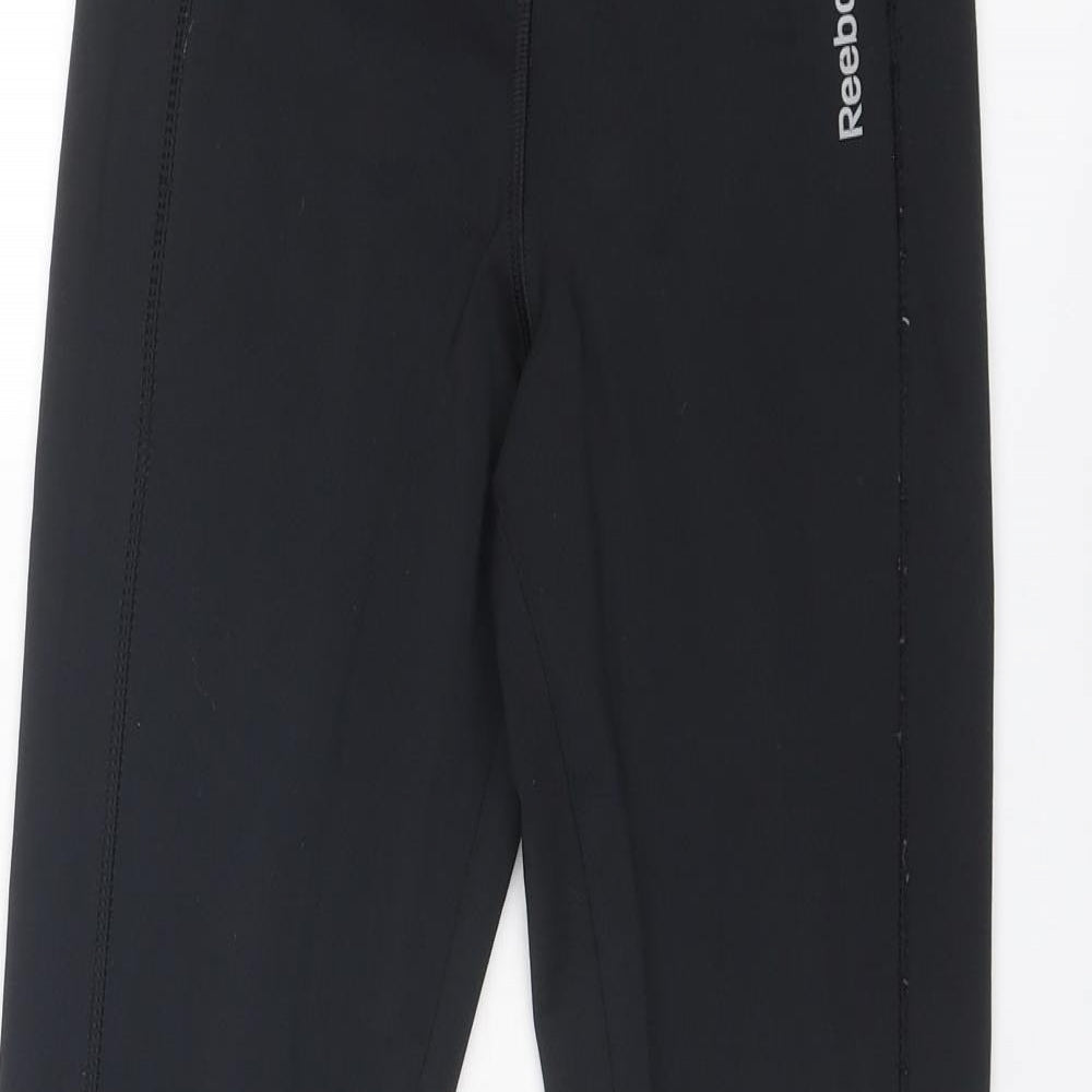 Reebok Womens Black Polyester Compression Leggings Size S L28 in Regular Pullover