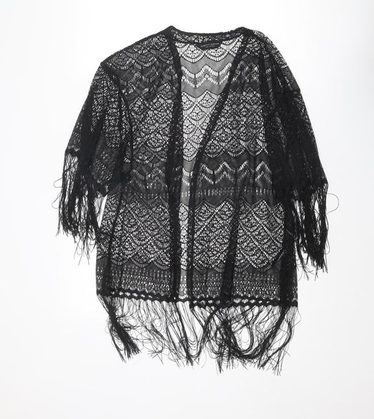 Dorothy Perkins Womens Black Geometric Polyester Kimono Blouse Size 10 V-Neck