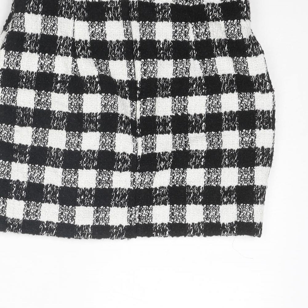 ASOS Womens Black Check Acrylic Mini Skirt Size 8 Zip