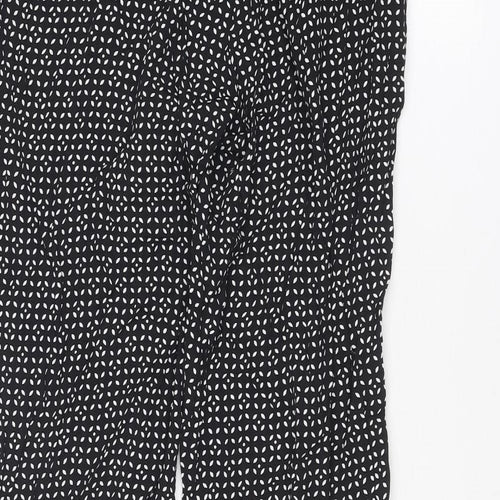 Long Tall Sally Womens Black Geometric Viscose Trousers Size 14 L36 in Regular