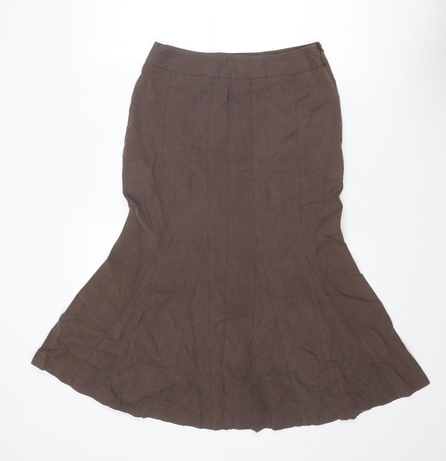 Principles Womens Brown Linen Swing Skirt Size 28 in Zip