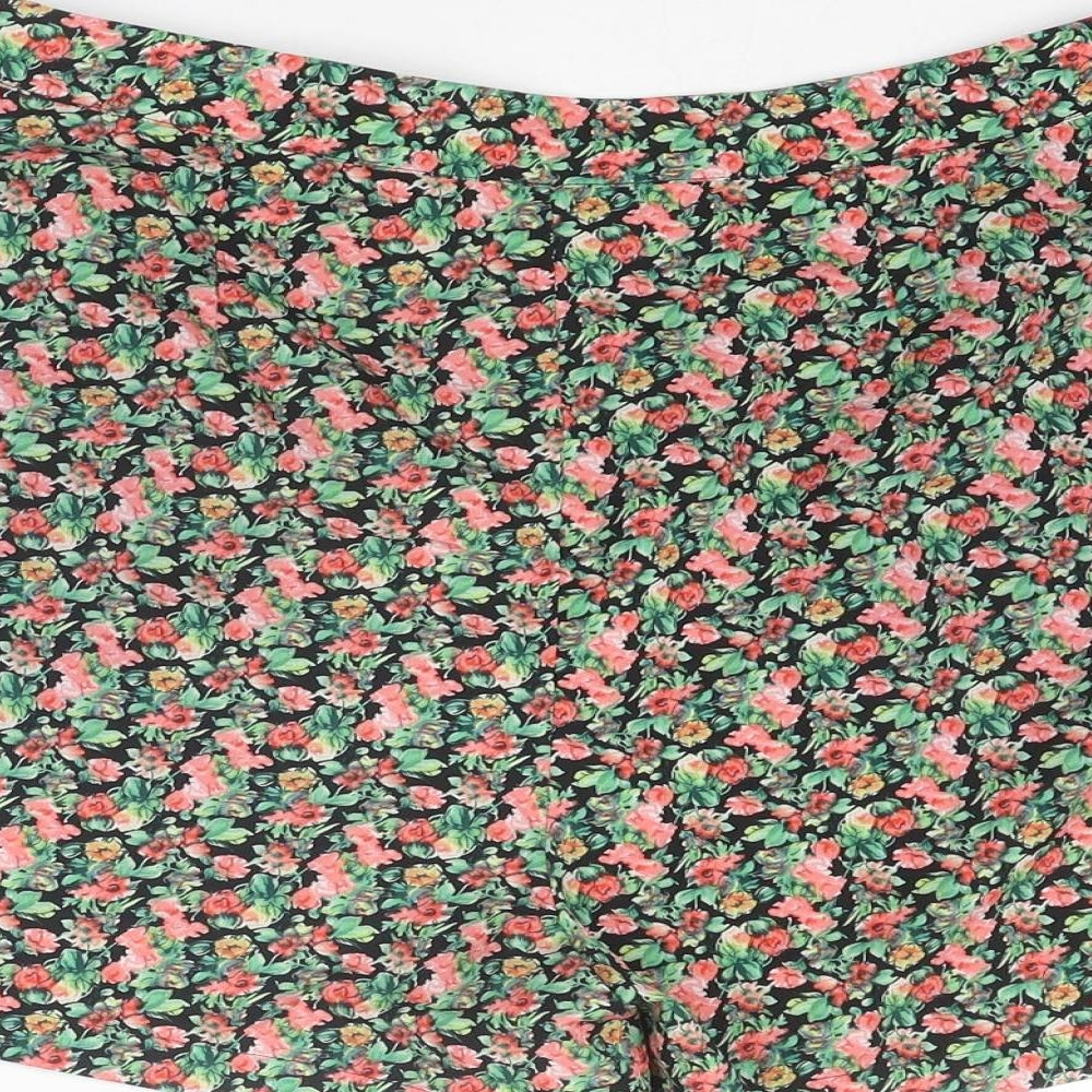 Oasis Womens Multicoloured Floral Polyester Basic Shorts Size 10 L3 in Regular Zip