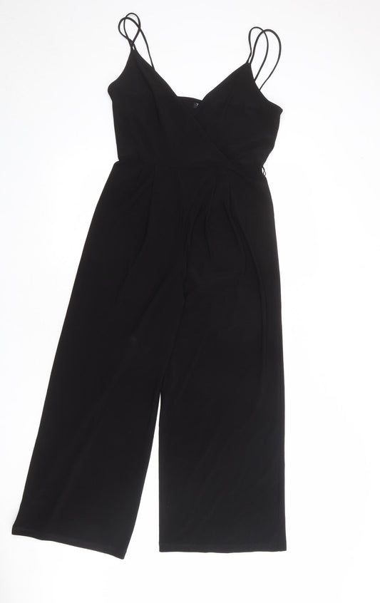 Topshop Womens Black Polyester Jumpsuit One-Piece Size 8 L24 in Pullover