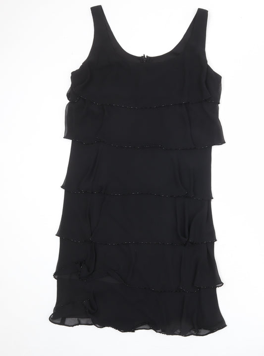 Patra Womens Black Polyester Tank Dress Size 12 Scoop Neck Zip