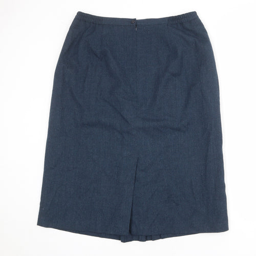 EWM Womens Blue Wool A-Line Skirt Size 18 Zip