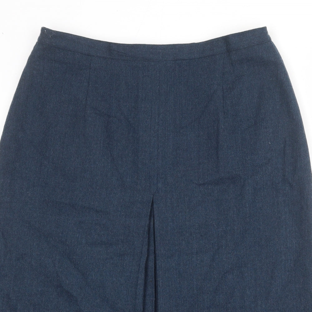 EWM Womens Blue Wool A-Line Skirt Size 18 Zip