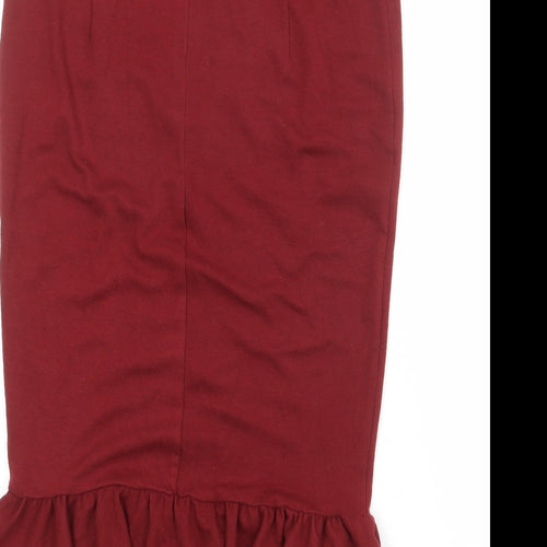 Traffic People Womens Red Polyester Trumpet Skirt Size S Zip