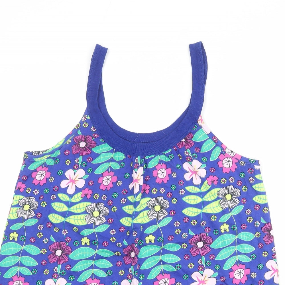 Dorothy Perkins Womens Blue Floral 100% Cotton Camisole Tank Size 14 Scoop Neck