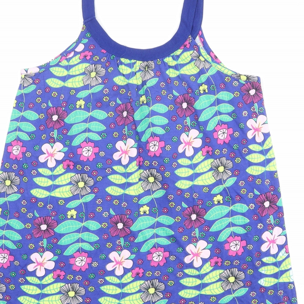 Dorothy Perkins Womens Blue Floral 100% Cotton Camisole Tank Size 14 Scoop Neck