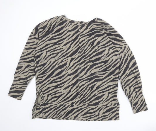 NEXT Womens Beige Animal Print Polyester Basic Blouse Size 12 Round Neck - Zebra Print