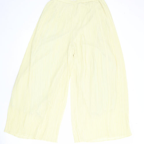 Uniqlo Womens Yellow Polyester Trousers Size M L23 in Regular - Plisse