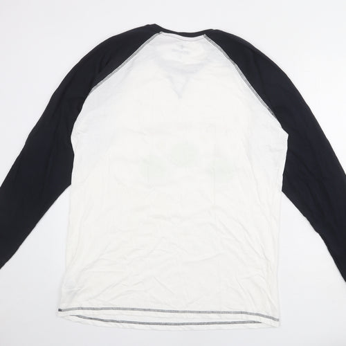 Threadbare Mens White Colourblock Cotton T-Shirt Size XL Round Neck - Christmas twist and sprout