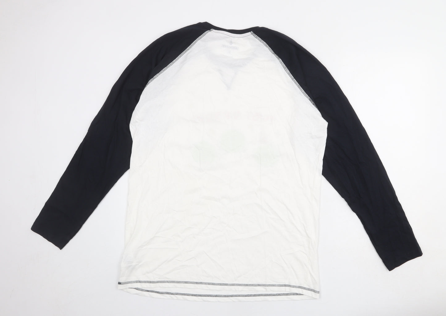 Threadbare Mens White Colourblock Cotton T-Shirt Size XL Round Neck - Christmas twist and sprout