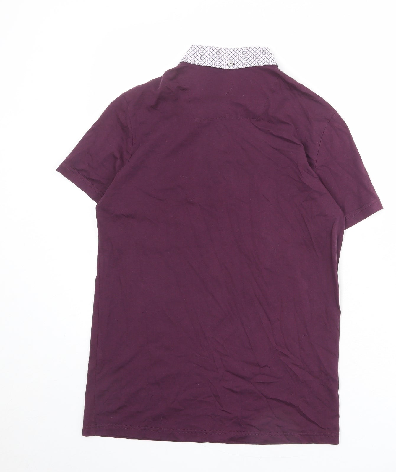 Guide London Mens Purple 100% Cotton Polo Size S Collared Button