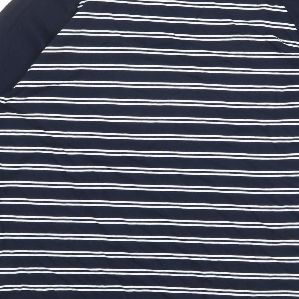 Marks and Spencer Mens Blue Striped Cotton T-Shirt Size M Round Neck