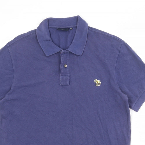 Paul Smith Mens Blue 100% Cotton Polo Size M Collared Button