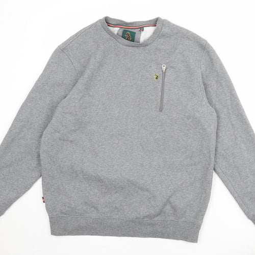 Luke Mens Grey Cotton Pullover Sweatshirt Size XL