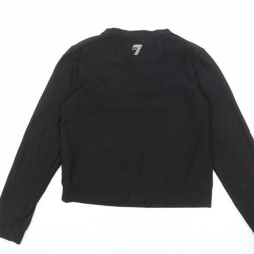 Emporio Armani Girls Black Cotton Pullover Sweatshirt Size 14 Years Pullover