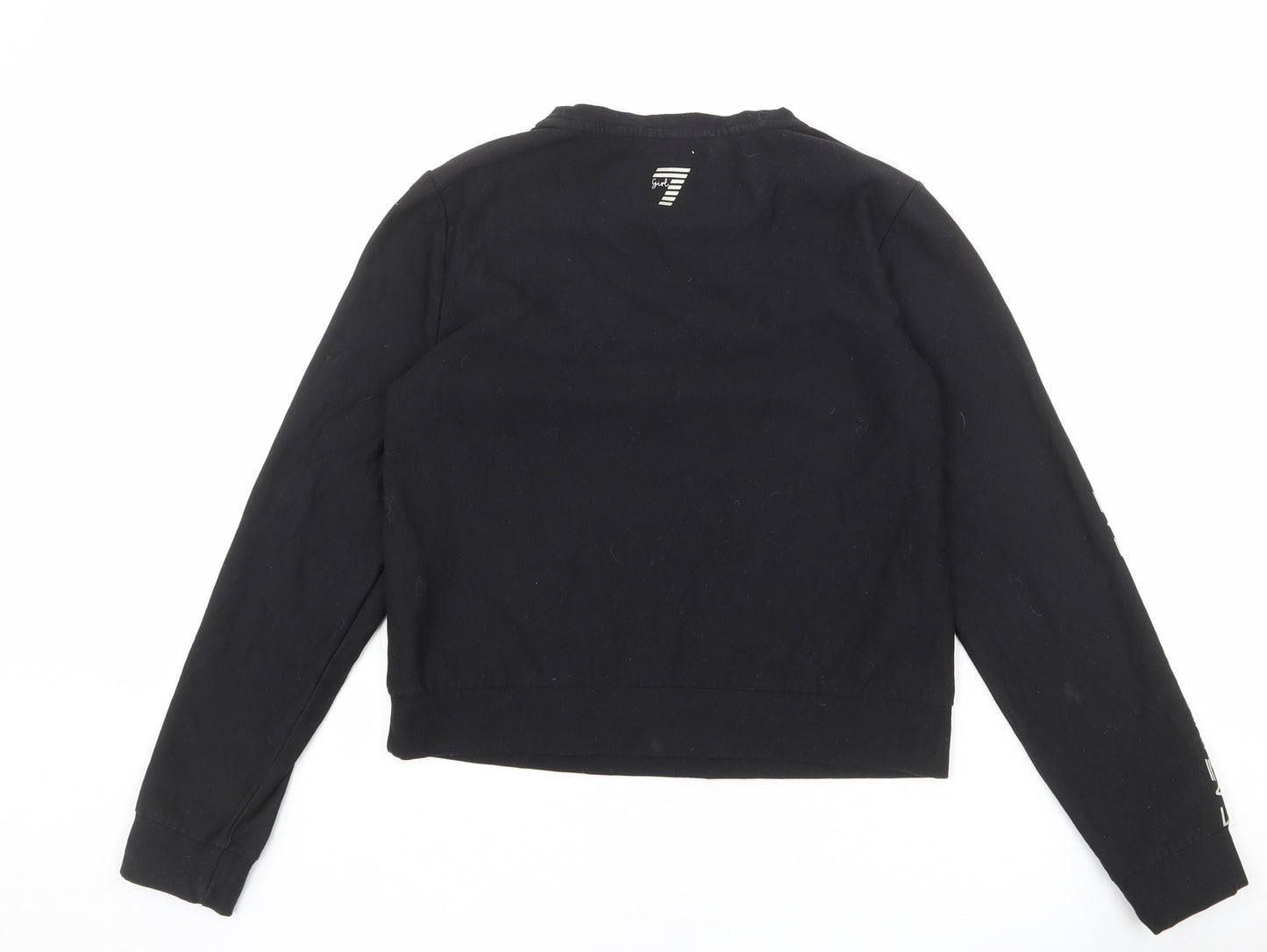 Emporio Armani Girls Black Cotton Pullover Sweatshirt Size 14 Years Pullover