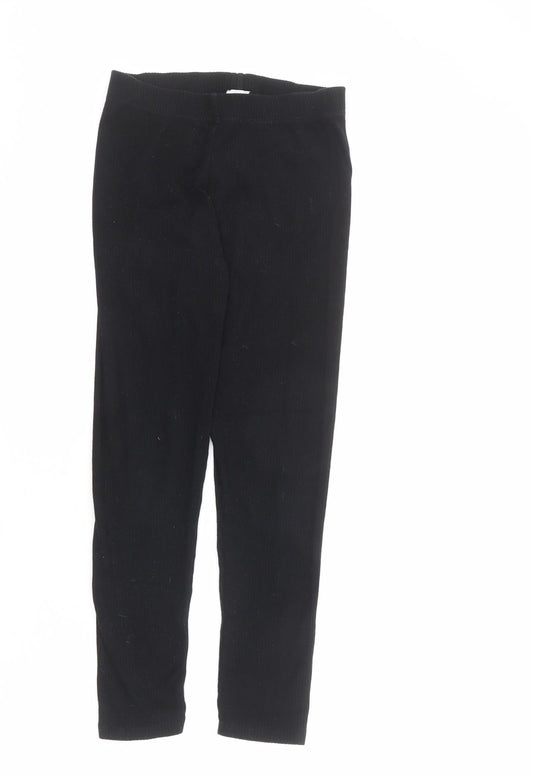 River Island Girls Black Cotton Carrot Trousers Size 11-12 Years L23 in Regular Pullover