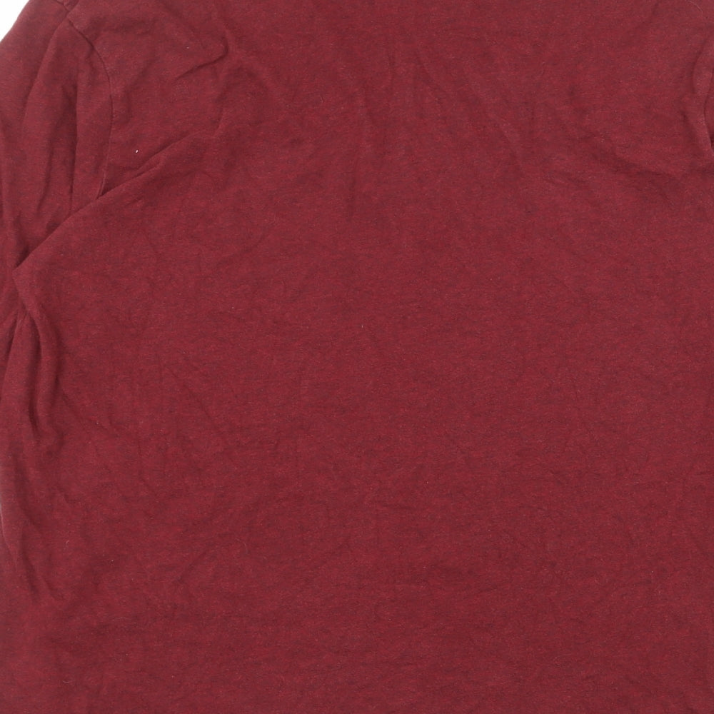 Roots Mens Red Cotton T-Shirt Size M Round Neck