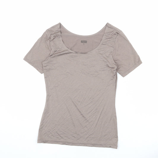 Uniqlo Womens Brown Polyester Basic T-Shirt Size S Boat Neck
