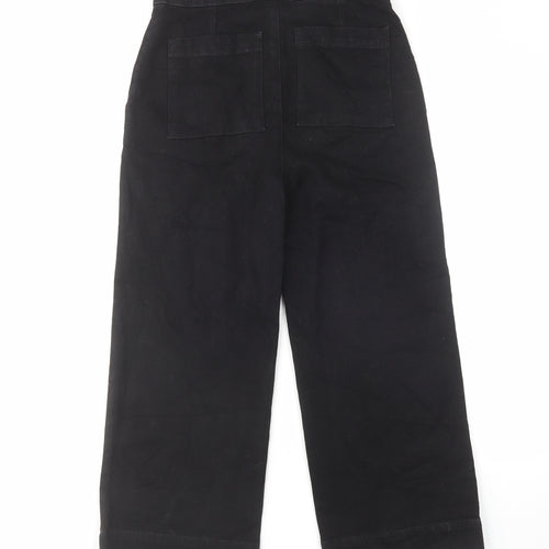 LOFT Womens Black Cotton Wide-Leg Jeans Size 27 in L24 in Regular Button